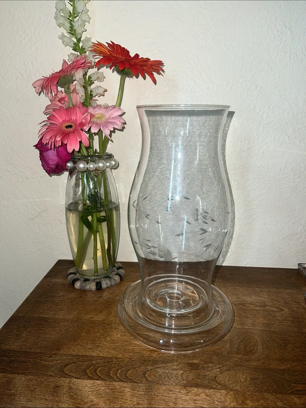 Vintage Princess House 2 Piece Hurricane Lamp Centerpiece Crystal 406